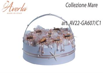 Cesto Rotondo Con 10 Pon Pon Marini Collezione Mare