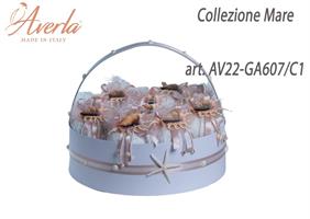 Cesto Rotondo Con 10 Pon Pon Marini Collezione Mare