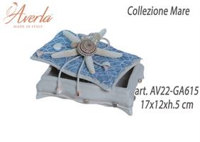 Scatola Rettangolare Decoro Marino Avion In Porcellana Di Capodimonte 17x12xh.5 Cm Completo Di Astuccio Collezione Mare