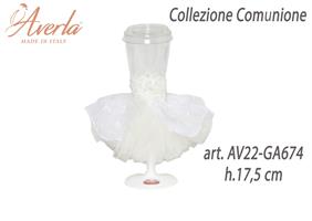 Calice Bianco Con Tulle Bianco H.17,5 Cm Collezione Comunione