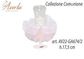 Calice Bianco Con Tulle Nudo H.17,5 Cm Collezione Comunione