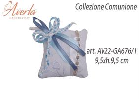 Cuscino Azzurro Polvere Con Bracciale 9,5xh.9,5 Cm Collezione Comunione Bimba