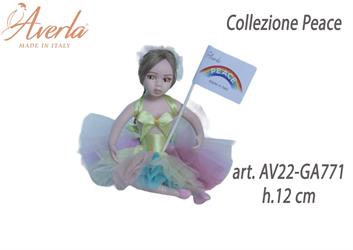 Bambola Della Pace Media Seduta H.12 Cm In Porcellana Di Capodimonte Completa Di Astuccio Cilindro Collezione Peace