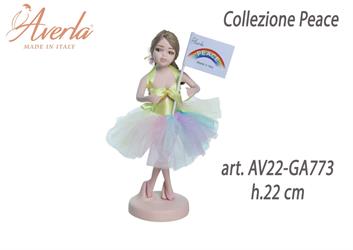 Bambola Della Pace Media In Piedi H.22 Cm In Porcellana Di Capodimonte Completa Di Astuccio Cilindro Collezione Peace