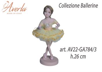 Ballerina In Piedi Alta Giallo In Porcellana Di Capodimonte H.26 Cm Collezione Ballerine Completa Di Astuccio Cilindro