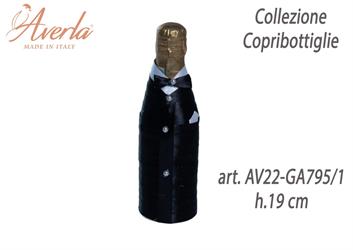 Copribottiglia Prince Nero Completo Di Spumantino Maschio H.19 Cm Completo Di Shopper Collezione Copribottiglie