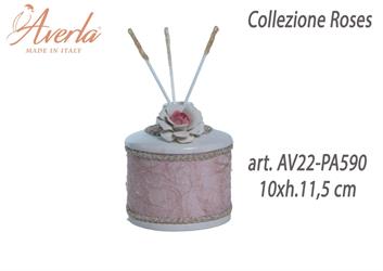 Profumatore Cilindro In Porcellana Di Capodimonte 10xh.11,5 Cm Completo Di Astuccio Cilindro Collezione Roses