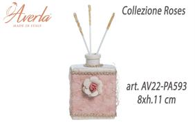 Profumatore Bottiglia Con Rosa In Porcellana Di Capodimonte 8xh.11 Cm Completo Di Astuccio Cilindro Collezione Roses