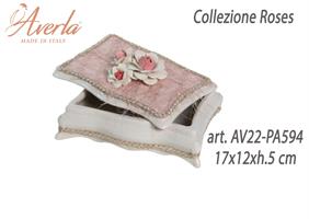 Scatola Rettangolare Con Rose In Porcellana Di Capodimonte 17x12xh.5 Cm Completo Di Astuccio Collezione Roses