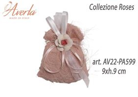 Sacchetto Con Rosa Piccola In Porcellana Di Capodimonte 9xh.9 cm Collezione Roses