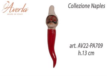 Cornetto Con Testa Pulcinella In Porcellana Di Capodimonte H.13 Cm Collezione Naples