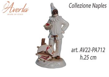 Pulcinella Grande Con Spaghetti In Porcellana Di Capodimonte H.25 Cm Completo Di Astuccio Cilindro Collezione Naples