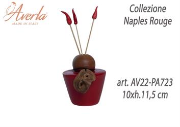 Profumatore Bottiglia Bassa Con Sfera Tagliata In Porcellana Di Capodimonte 10xh.11,5 Cm Completo Di Astuccio Cilindro Collezione Naples Rouge