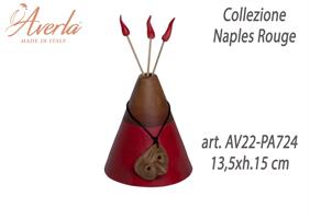Profumatore Vesuvio Con Maschera In Porcellana Di Capodimonte 13,5xh.15 Cm Completo Di Astuccio Cilindro Collezione Naples Rouge