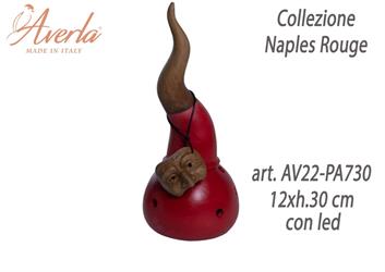 Corno Su Sfera Con Led In Porcellana Di Capodimonte 12xh.30 Cm Completo Di Astuccio Cilindro Collezione Naples Rouge