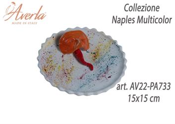 Piattino Con Maschera E Corno In Porcellana Di Capodimonte 15x15 Cm Completo Di Astuccio Cilindro Collezione Naples Multicolor