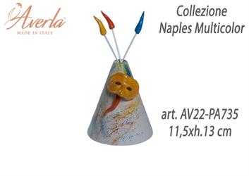 Profumatore Vesuvio Medio Con Maschera In Porcellana Di Capodimonte 11,5xh.13 Cm Completo Di Astuccio Cilindro Collezione Naples Multicolor