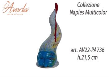 Corno Grande Con Maschera In Porcellana Di Capodimonte H.21,5 Cm Completo Di Astuccio Cilindro Collezione Naples Multicolor
