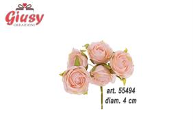 Bocciolo Rosa Artificiale Colore Rosa, Diametro 4 Cm