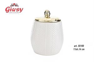 Scatola Porcellana Bianca Con Coperchio Oro 11xh.14 cm 2*24