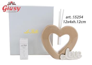 Profumatore Cuore Love Beige 12x4xh.12cm Con Astuccio Ed Essenza 1*36