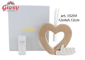 Profumatore Cuore Love Beige 12x4xh.12cm Con Astuccio Ed Essenza 1*36