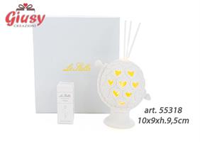 Profumatore Globo Porcellana Led 10x9xh.9,5cm Con Astuccio Ed Essenza