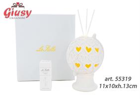 Profumatore Globo Porcellana Led 11x10xh.13cm Con Astuccio Ed Essenza 1*36