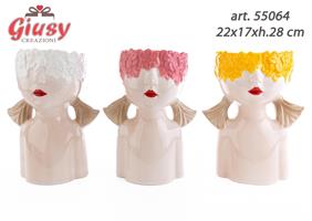 Vaso Busto Girl Porcellana Colorato 3 Ass.22x17xh.28 Cm 3*6