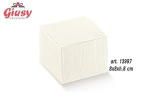 Scatola In Cartoncino Decoro Seta Bianco 8x8xh.8 Cm 10*200