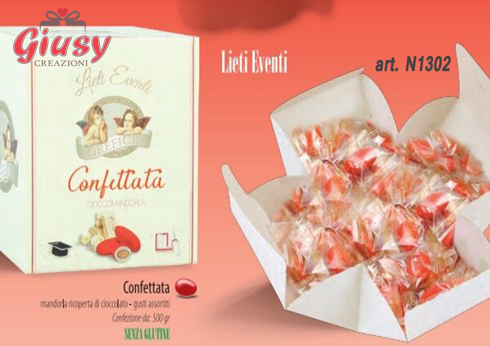 Confetti Orefice Colore Rosso Con Mandorla Ricoperta Da Cioccolato