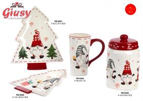 Vassoio Ad Albero Di Natale In Ceramica Con Gnomo Spiritoso 2*16