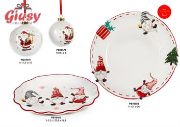 Vassoio Ovale In Ceramica Con Gnomi Spiritosi L.23,8 Cm 3*24