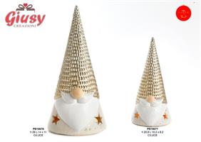 Gnomo Spiritoso In Terracotta Con Cappello Colore Oro H.20,8 Cm 4*24