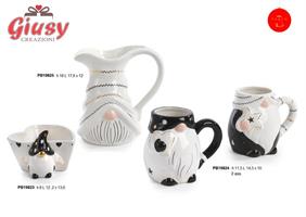 Ciotola In Ceramica Bianca E Nera Con Gnomo Spiritoso H.8 Cm 6*18