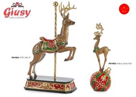 Renna Da Giostra In Resina Con Decoro Colore Oro H.57 Cm