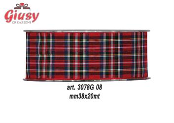 nastro Tartan Colore Rosso Mm38x20 Metri