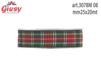 Nastro Decoro Tartan Colore Rosso/Verde Mm25x20 Metri