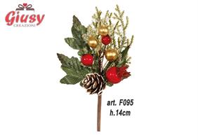 Tralcio Artificiale 1 Pigna E Bacche H.14 Cm 12*72