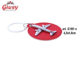 Portachiavi Aereo 3D Con Cerchio In Pelle Rosso 4,5xH.8 Cm