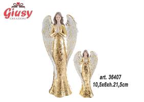 Angelo In Resina Colore Oro 2 Soggetti Assortiti 10,5x6xH.21,5 Cm 2*36