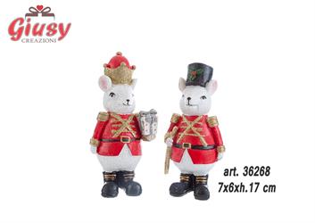 Topolino Natalizio In Resina 2 Soggetti Assortiti 7x6xH.17 Cm 4*48