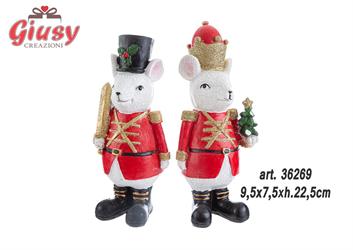 Topolino Natalizio In Resina 2 Soggetti Assortiti 9,5x7,5xH.22,5 Cm 2*32