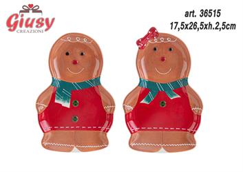 Vassoio Natalizio In Ceramica 2 Soggetti Assortiti 17,5x26,5xH.2,5 Cm 4*24