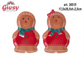 Vassoio Natalizio In Ceramica 2 Soggetti Assortiti 17,5x26,5xH.2,5 Cm 4*24