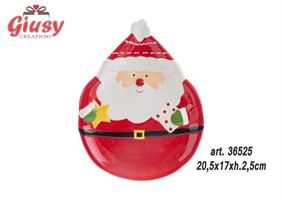 Vassoio Raffigurante Babbo Natale In Ceramica 20,5x17xH.2,5 Cm 4*24