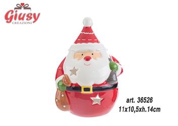 Portacandela A Forma Di Babbo Natale In Ceramica 11x10,5xH.14 Cm 4*24
