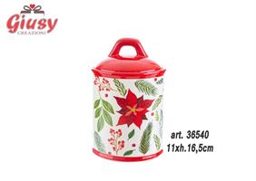 Scatola In Ceramica Colore Bianco Con Decori Natalizi Completa Di Astuccio 11xH.16,5 Cm 1*18