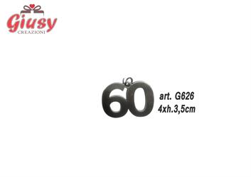 Ciondolo Numero 60 In Metallo 4xH.3,5 Cm
