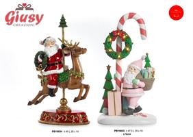 Babbo Natale Su Renna Da Giostra In Resina H.46 Cm